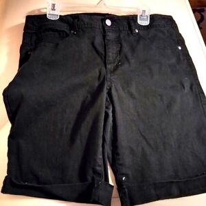 Faded Glory Black Denim Bermuda Shorts Size 16